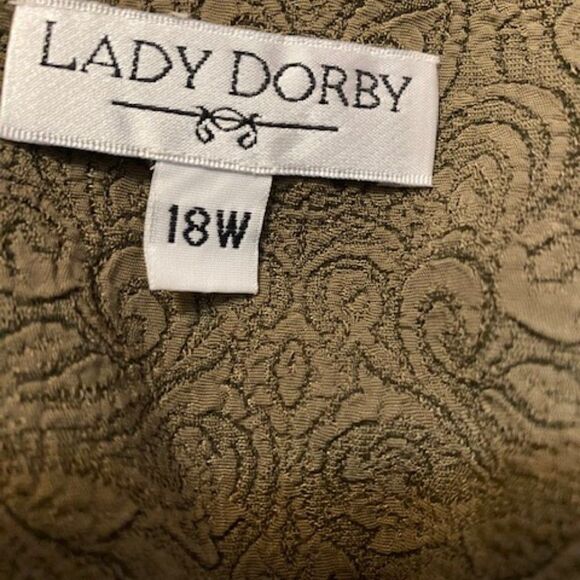 Lady Dorby Green Brocade skirt set, size 18W - Picture 2 of 7